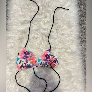 Pink & Multicolor Bikini Top
